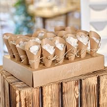 Ginger Ray Wedding Tray with 24 Kraft Card Cones and 168g of Pastel Green Paper Confetti, Neutral