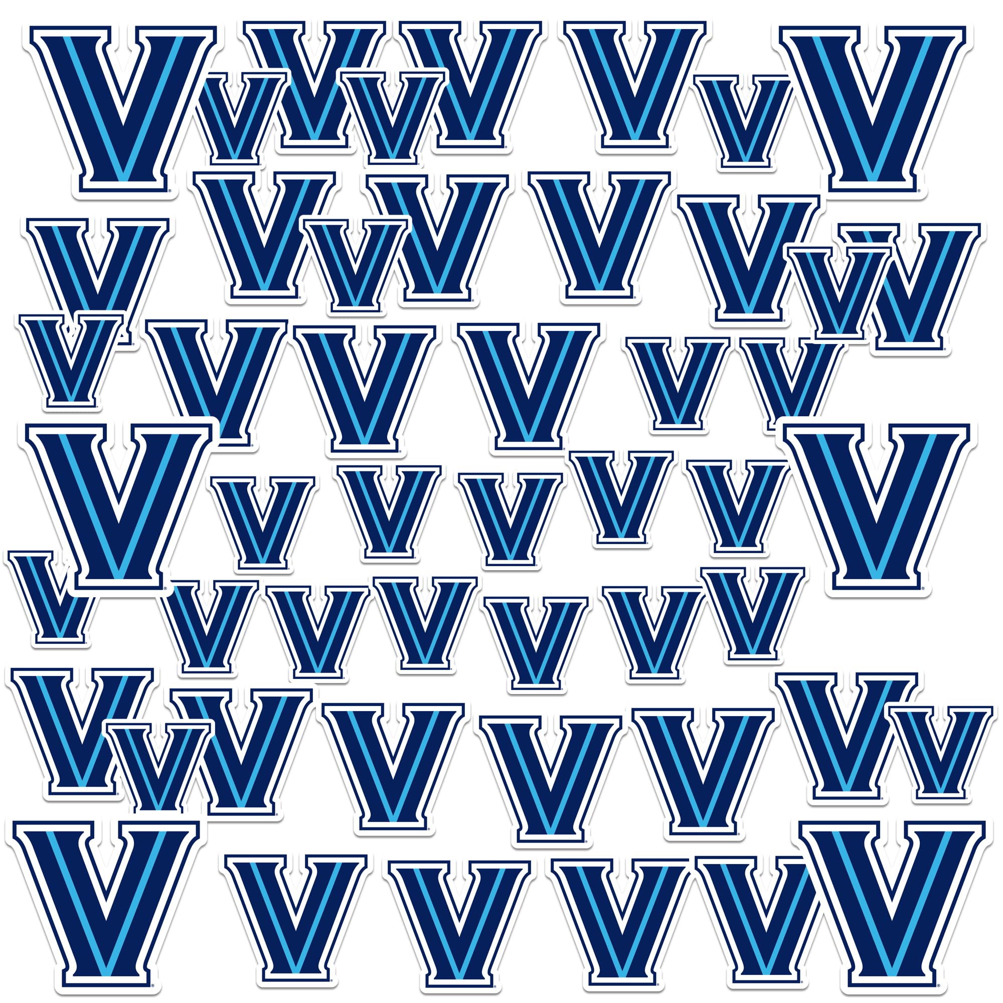 Villanova University Primary Logo 50 Pack 50ct Vinyl Large Deluxe Stickers Variety Pack - Laptop, Water Bottle, Scrapbooking, Tablet, Skateboard,