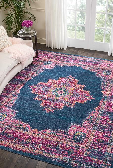 Amazon.com: Nourison Passion Blue 8' x 10' Area Rug, Boho, Traditional ...