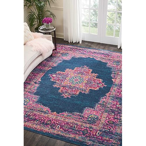 Nourison Passion Blue 8' x 10' Area -Rug, Boho, Traditional, Easy -Cleaning, Non Shedding, Bed Room, Living Room, Hallway (8x10)