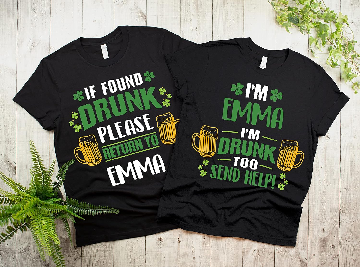 Saint Patrick's Day Custom T-Shirt Couple Add Your Name St. Patricks Men's Women's Shirts - Image 4