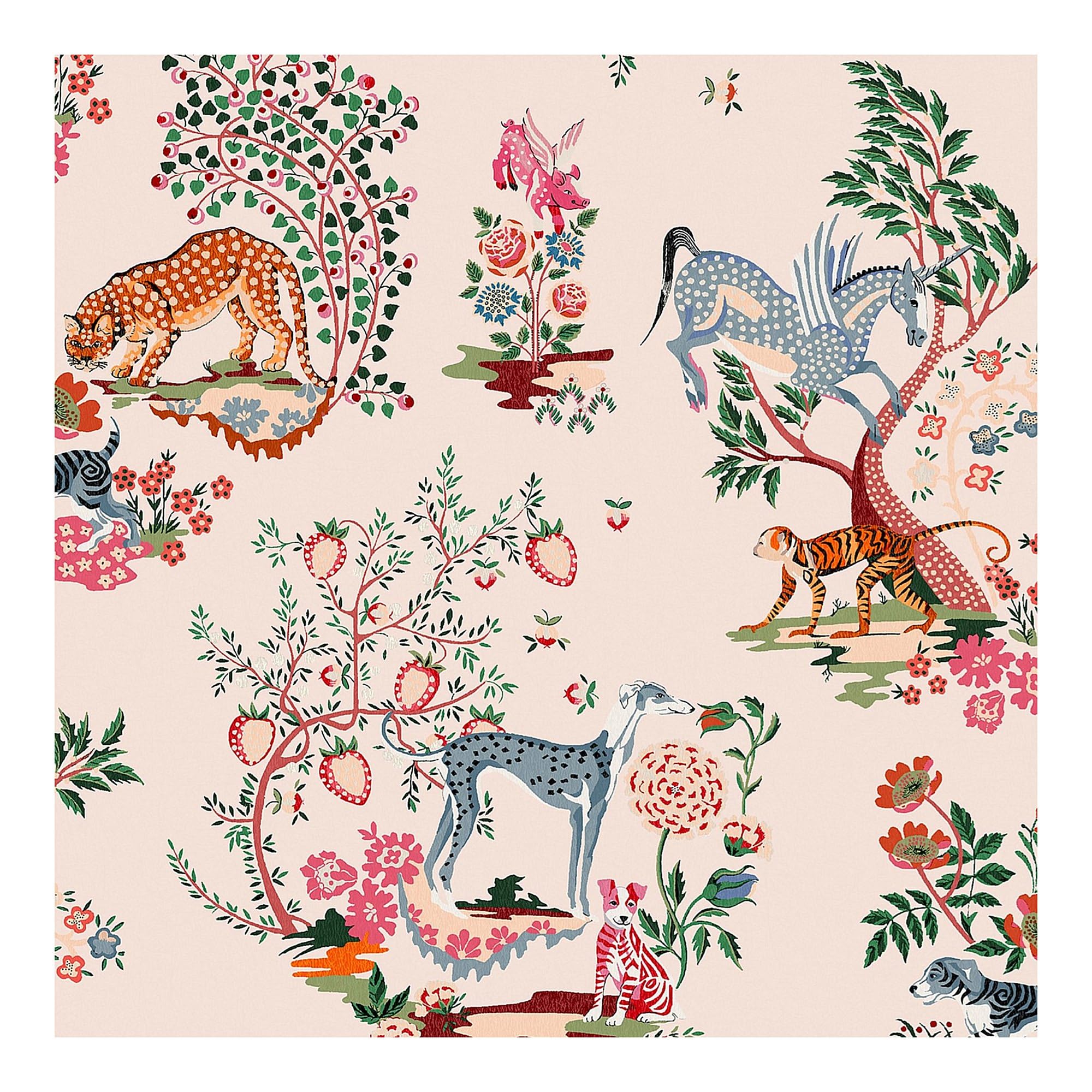 Graham & Brown Pink Cath Kidston Painted Kingdom Floral Wallpaper | Paste The Wall Application | Floral | Eco-Friendly