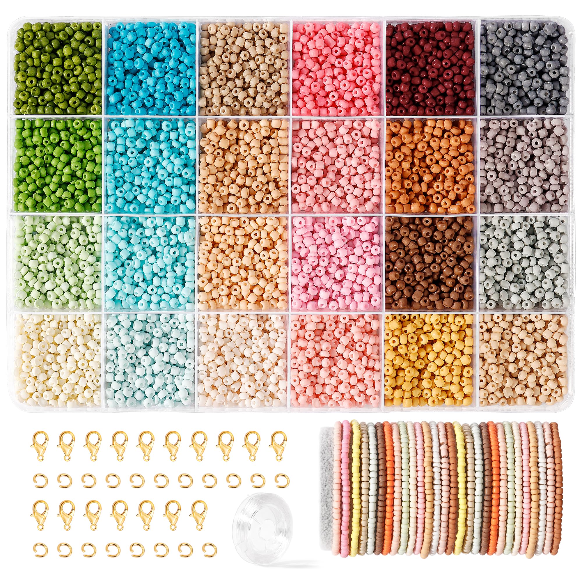 NATASIS Morandi 3mm Glass Beads Set,Threading Beads DIY Bracelet Jewelry Making Kit with Gold Letter Beads,Gift Idea for Family Birthday Party Christmas Holiday