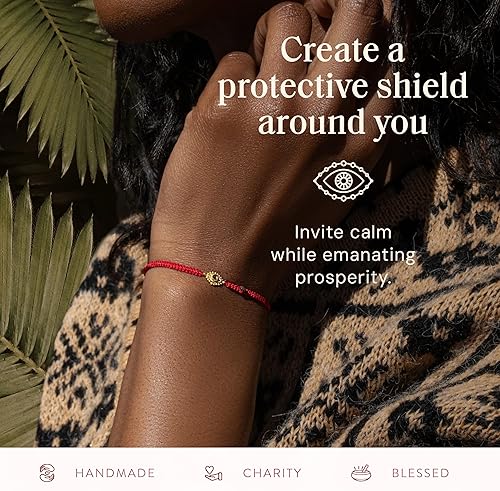 Miniatura 5 de KARMA AND LUCK Potente protección, pulsera de cuerda roja y dije contra el mal de ojo para mujer con piedra preciosa auténtica, tamaño 5.5 a 7.5