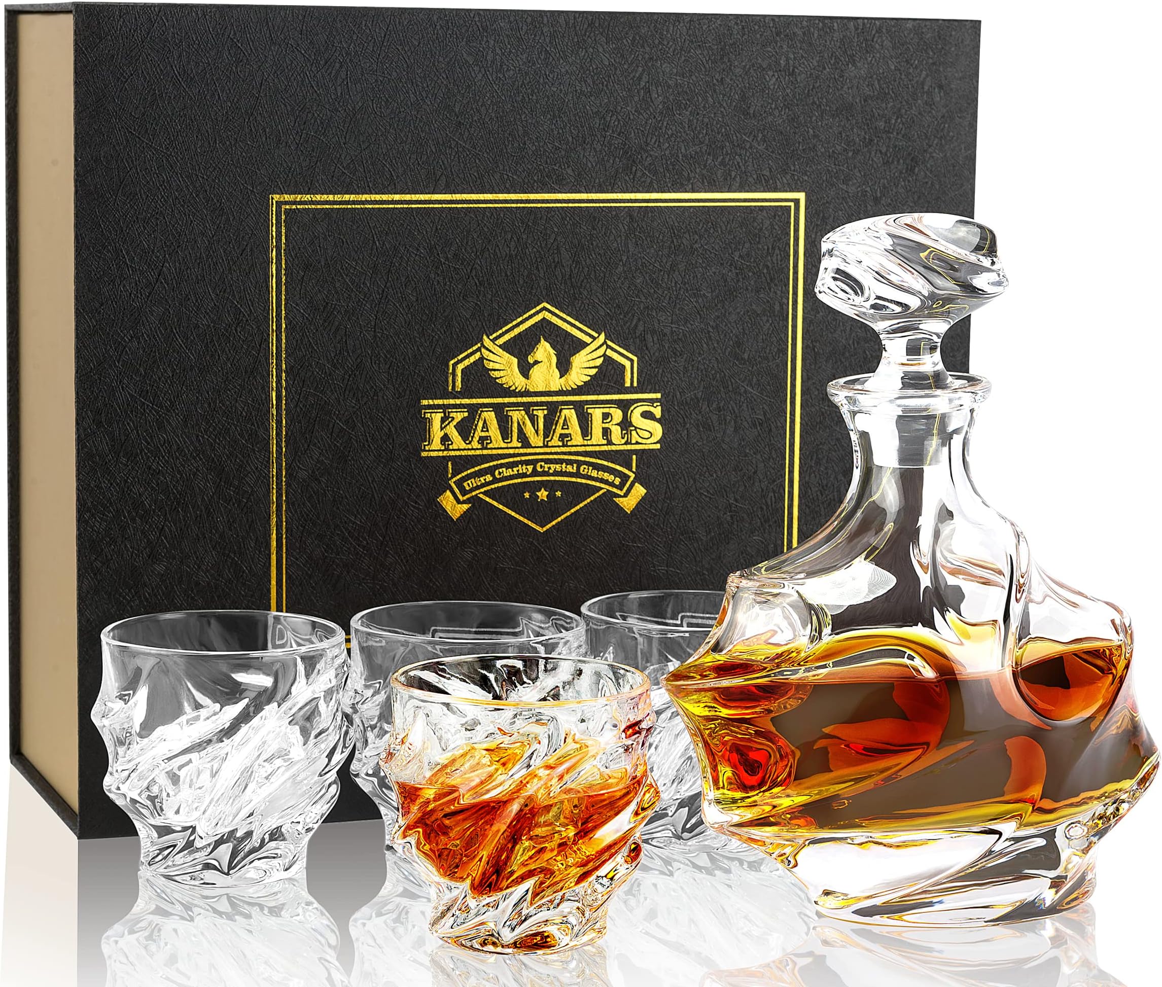 Ensemble de Verres à Whisky - Coffret Cadeau Bois - 8 Glaçons en Pierre