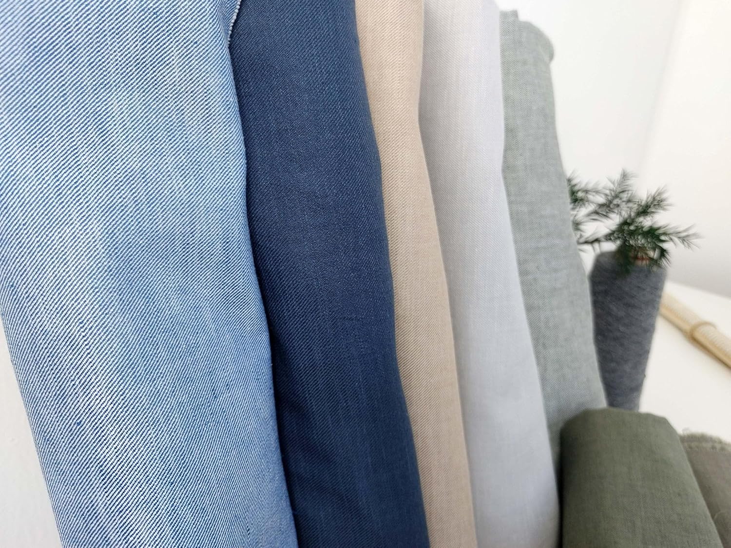 Linen Cotton Twill Chambray Fabric 3420 4960 7622 2979 4957 4959 4958 7544 Beige