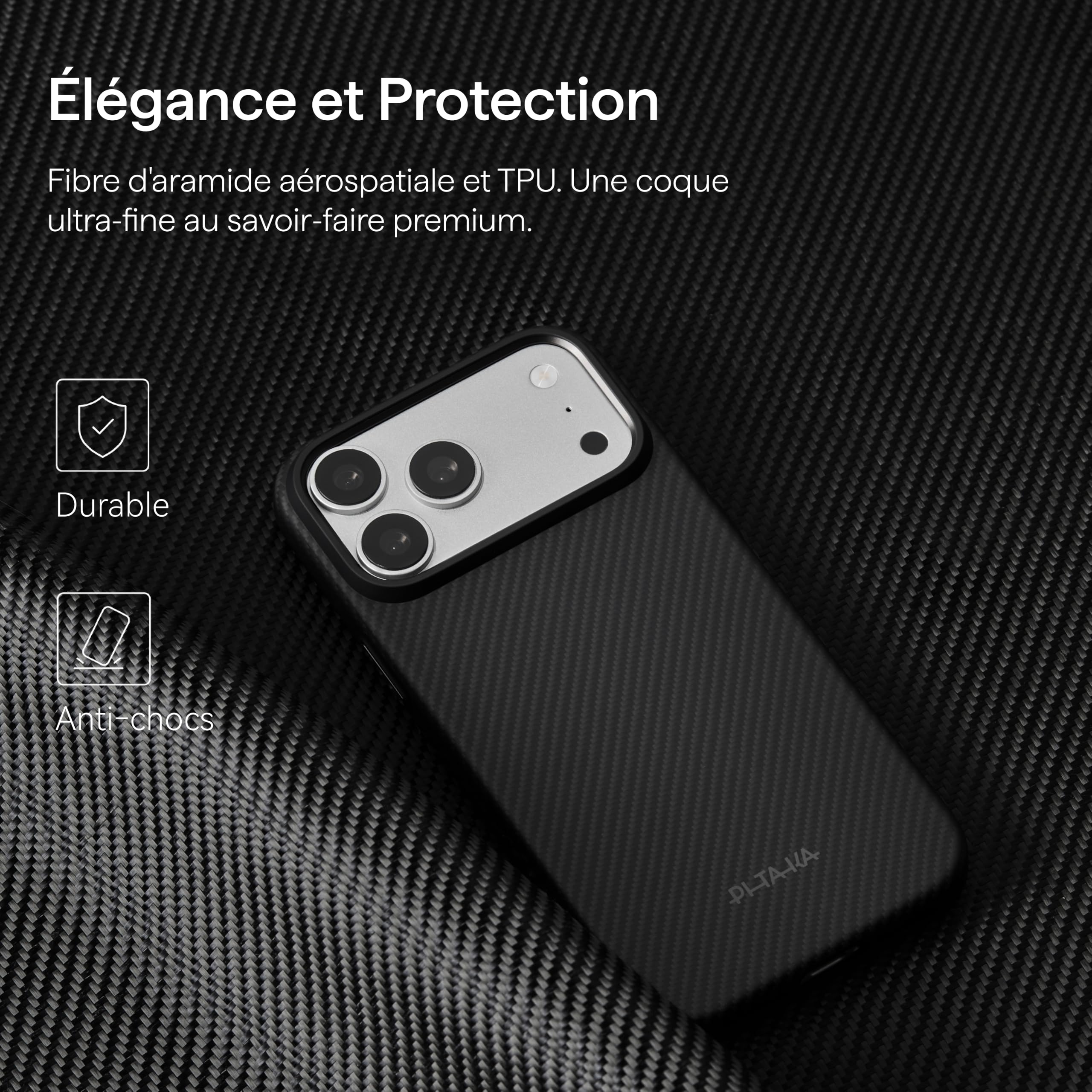 pitaka Coque Aramid Intégral pour iPhone 18 Pro Max Magnétique Elégant Noir