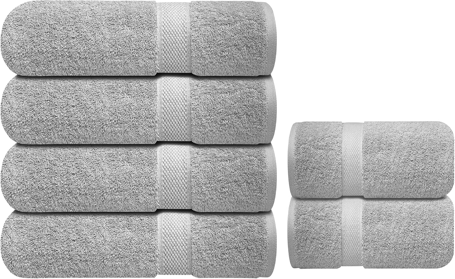 Infinitee Xclusives Premium Grey Bath Towels Set Pack of 4 + Bath Sheets – Pack of 2, 35x70 Inches Large Bath Sheet Towel Absorbent Oversized Towels for Bathroom, Hotel & Spa Quality Towel