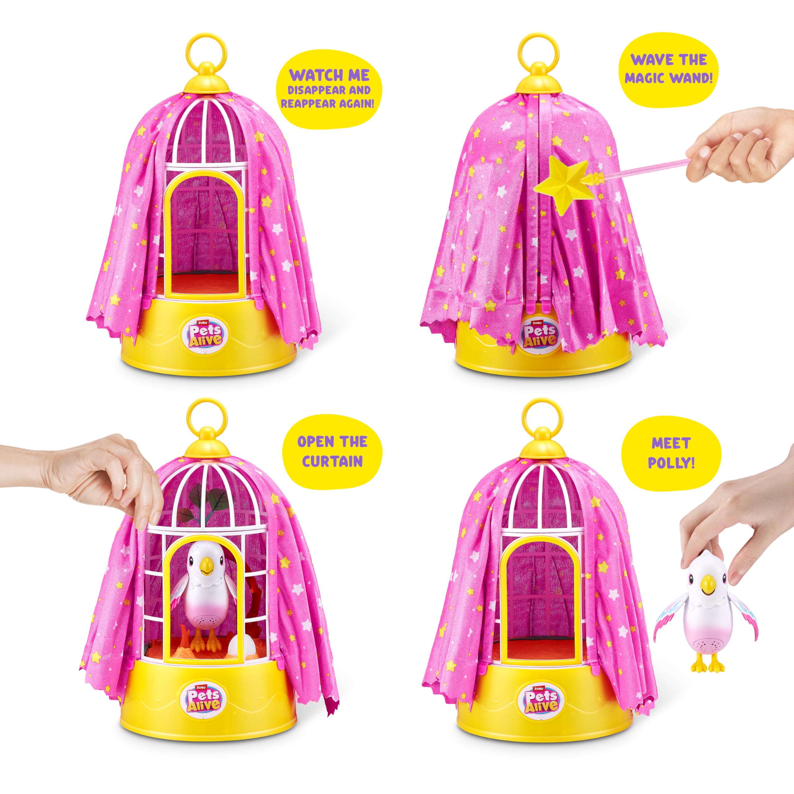 ぬいぐるみ Pets Alive Polly the Surprise Magic Bird Pets Alive Zuru Polly the Magic Bird Robot Oyuncak Hayvan Kuş