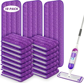 18 Pack Reusable Mop Pads Compatible with Swiffer PowerMop, Wood Floor Pads Microfiber Mop Replacement Refills Machine Washable for All Floor Surfaces