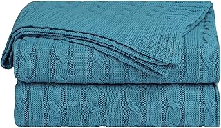 Sourcingmap - Manta de punto de algodón suave para sofá cama, color azul turquesa