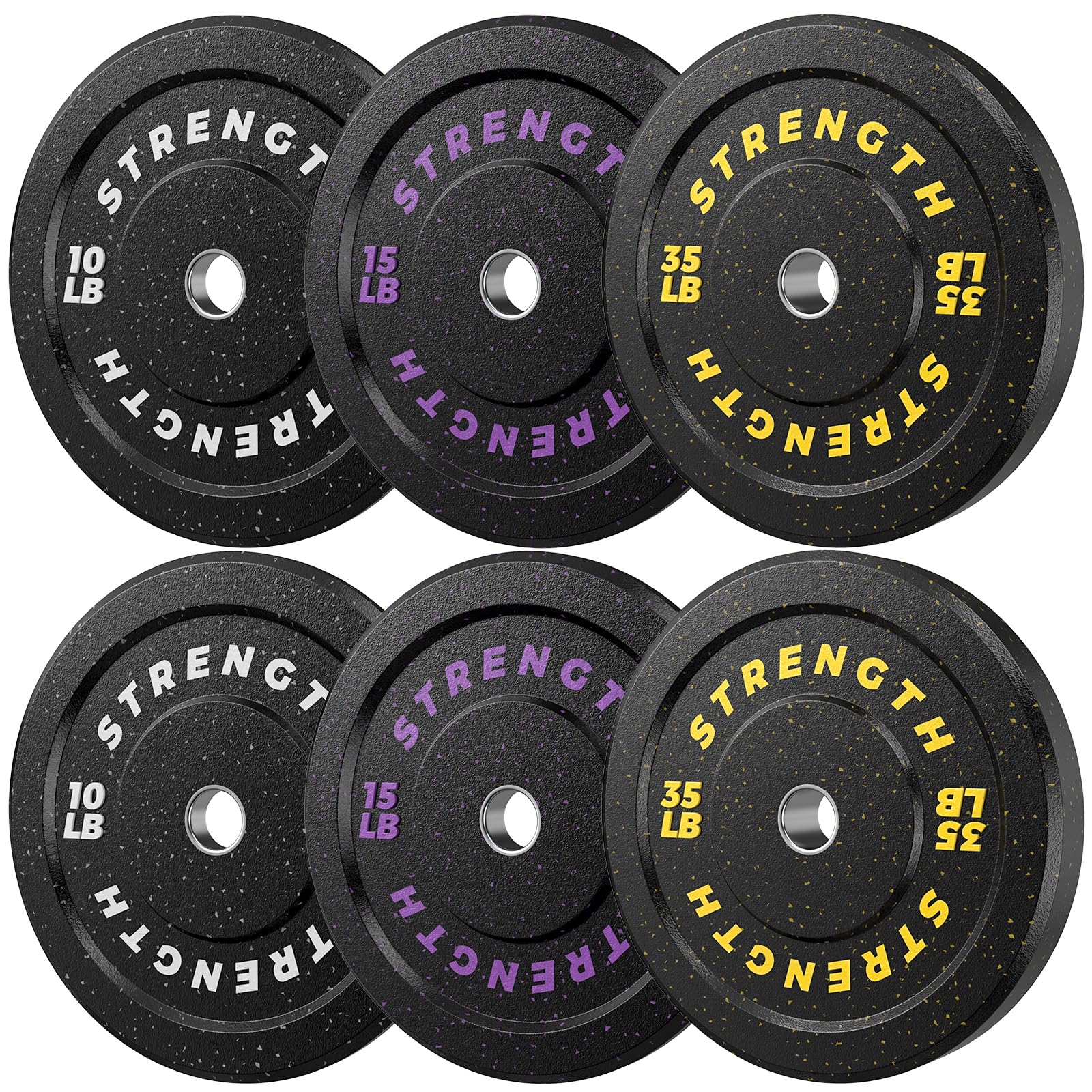 Pro-Grade 2" Olympic Bumper Plates Set, High-Bounce Colored Fleck-Rubber Weight Plates (±1curacy), Floor-Protective＆Noise-Reducing Barbell Weight Set for Home Gym, 100-260lb Strength Training Kit for Weight Lifting (120LBS Set)