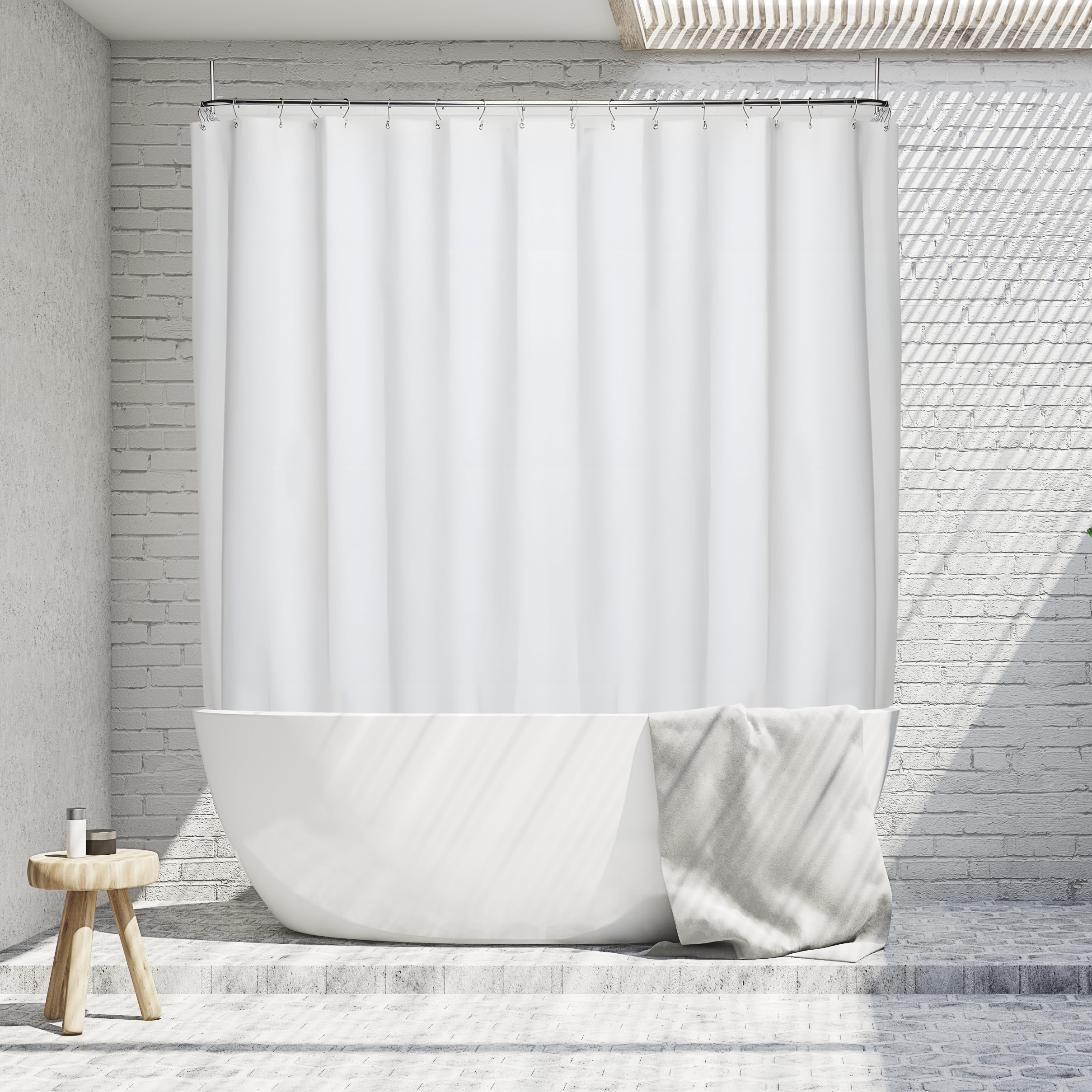De-Mediocre Clawfoot Tub Shower Curtain Liner 8G Extra Thick and Heavy Duty 180W x 70H inch,White, Waterproof Plastic Shower Liner Weighted 36 Mental