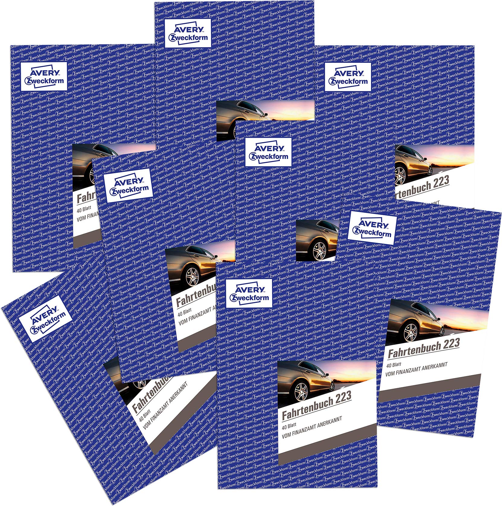 AVERY Zweckform 223 Fahrtenbuch für PKW (vom Finanzamt anerkannt, A5, auf 80 Seiten für insgesamt 858 Fahrten) 8 Stück