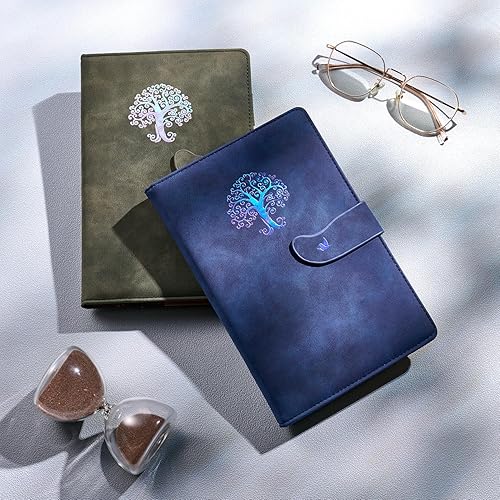 Miniatura 2 de Fanery sue Diario para mujer recargable para escribir A5 árbol de la vida, diario de cuero con bolígrafo y hebilla magnética, 200 páginas rayadas