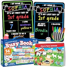 First Day of School Sign for Kids and Montessori Busy Book for Toddlers - Back to School Supplies
