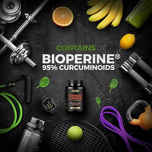 Miniatura 5 de Curcumina de cúrcuma con bioperina y jengibre, pimienta negra y 95% curcuminoides  Suplementos de cúrcuma de alta absorción para articulaciones,
