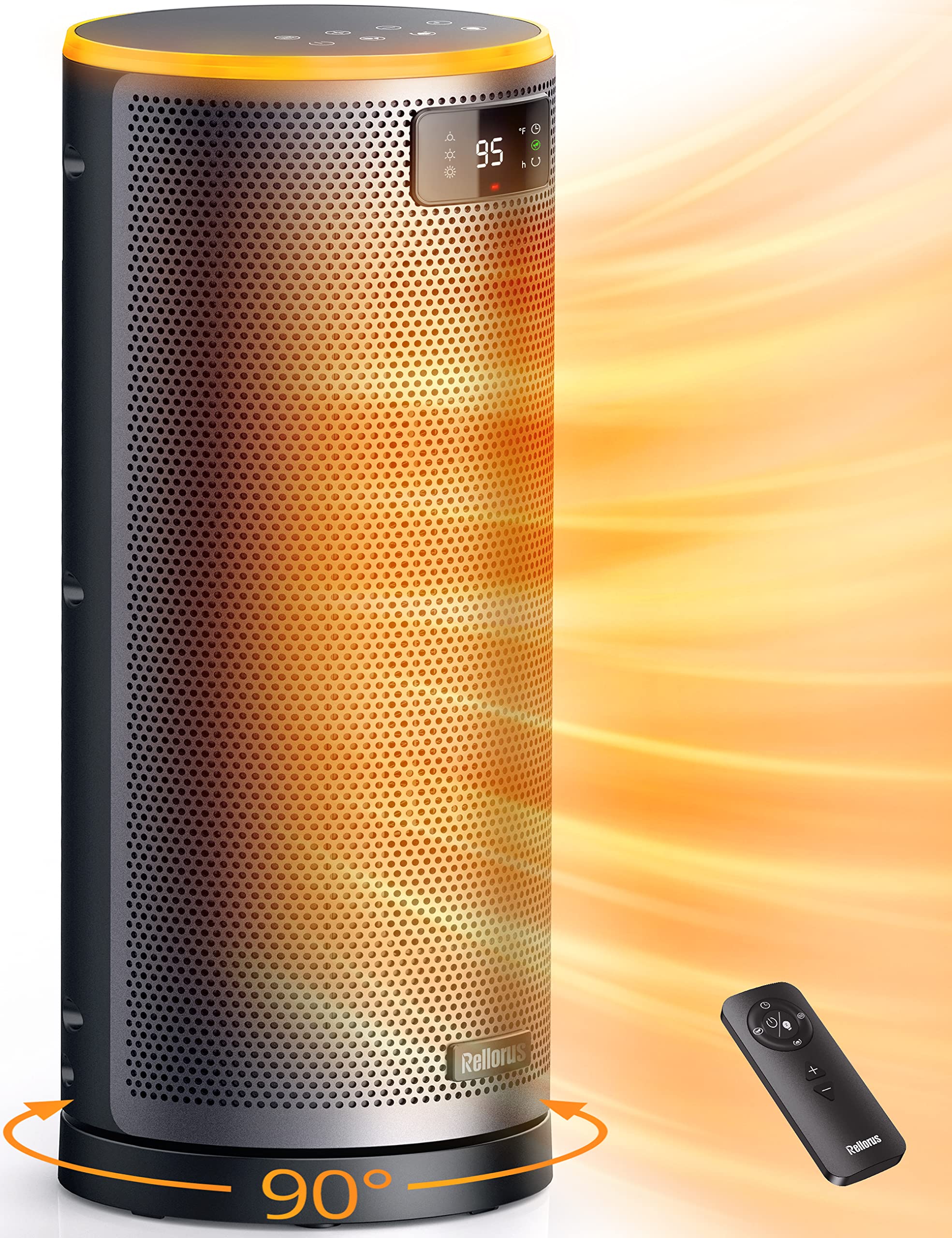 Amazon.com: Rellorus Space Heater for Indoor Use, Portable Electric 1500W Ceramic  Heaters for Office Bedroom with Thermostat, Remote, Upgraded  90°Oscillation, ECO Mode, 12H Timer, Child Lock, Night Light : Home u0026  Kitchen