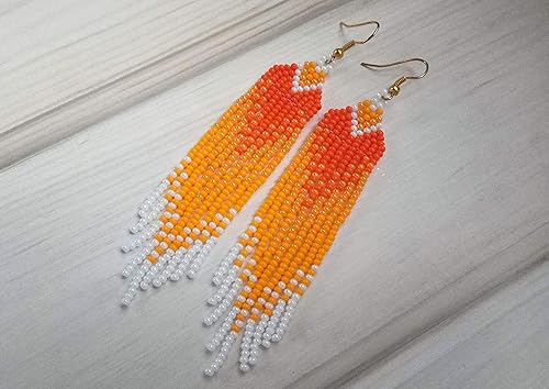 orange beaded earrings
