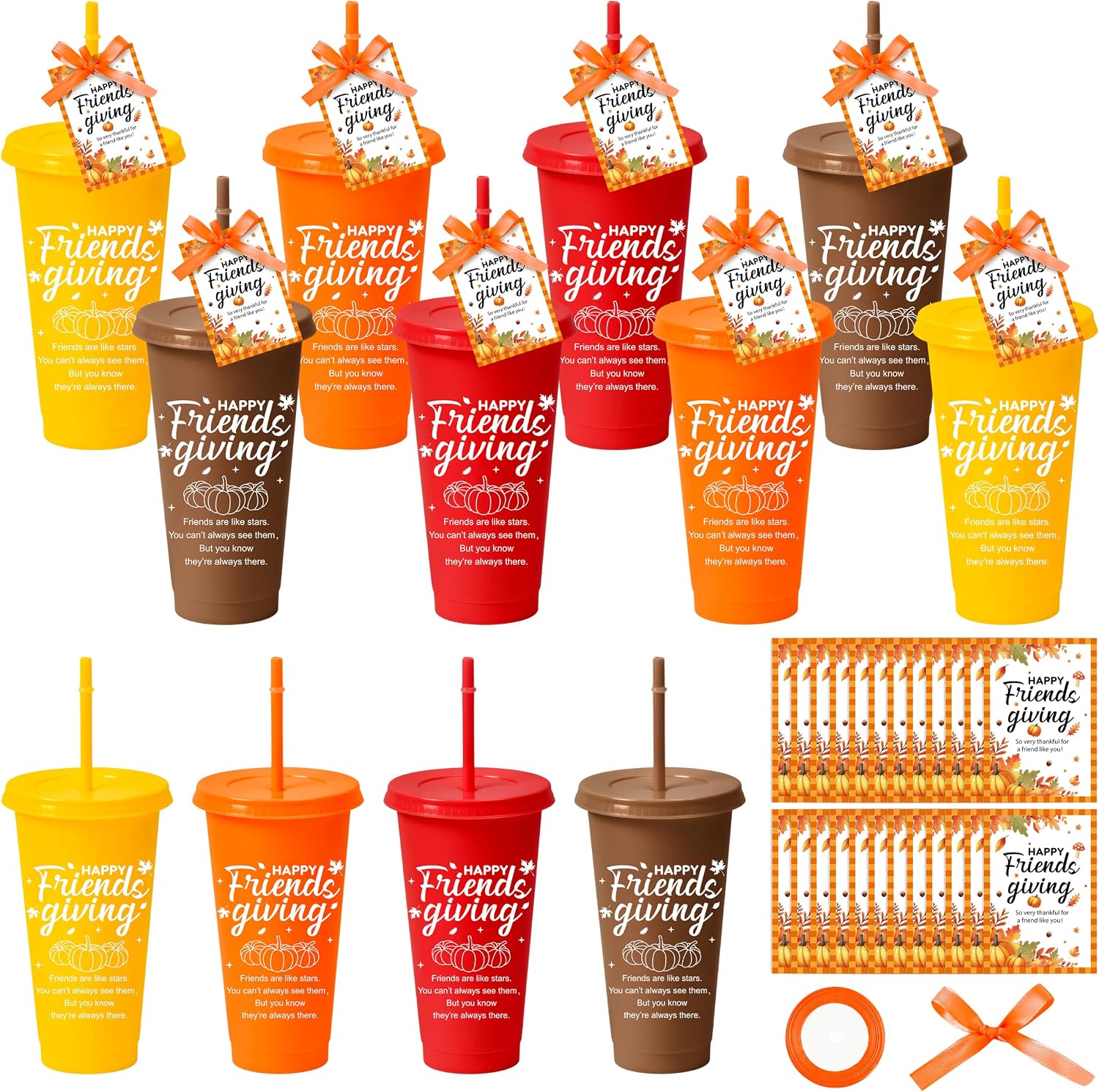 BWkoss 12Set Thanksgiving Tumbler Gift Set for Fall Harvest Party Supplies