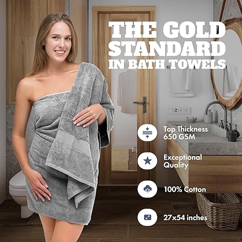 Miniatura 219 de Wealuxe - Toallas de baño blancas de 27 x 54 pulgadas, juego de toallas de algodón para baño, hotel, gimnasio, spa, suaves, extraabsorbentes