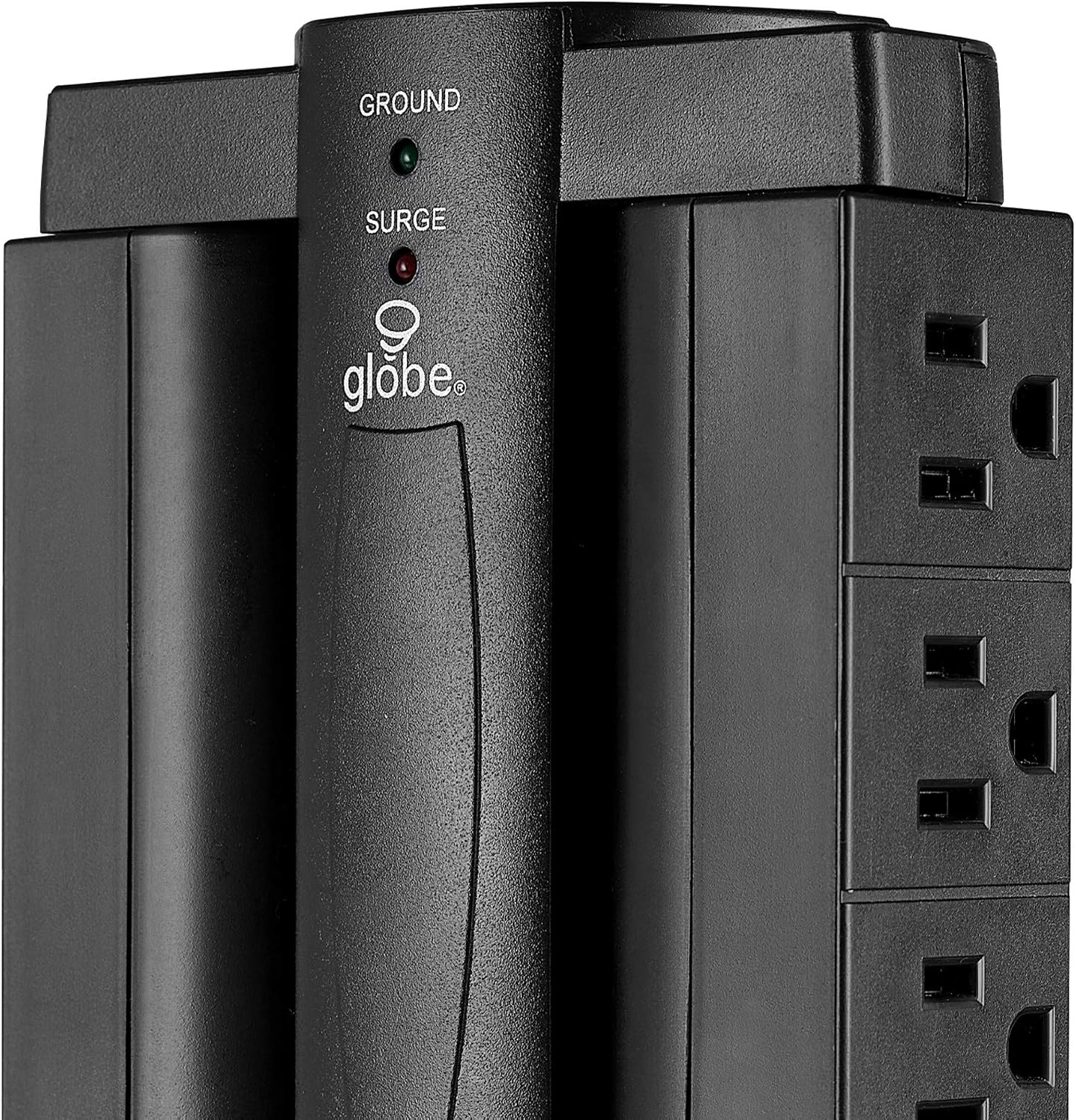 6-Outlet Swivel Surge Protector Wall Tap, Grounded Outlets, 2100 Joules, Black Finish,7792001