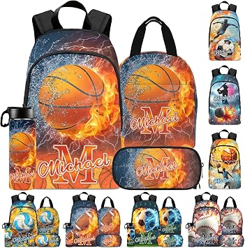 Custom Name School Backpack - Personalized Bookbag Casual Customized Daypack for Primary Middle School Back to School Gift Son Boy Girl