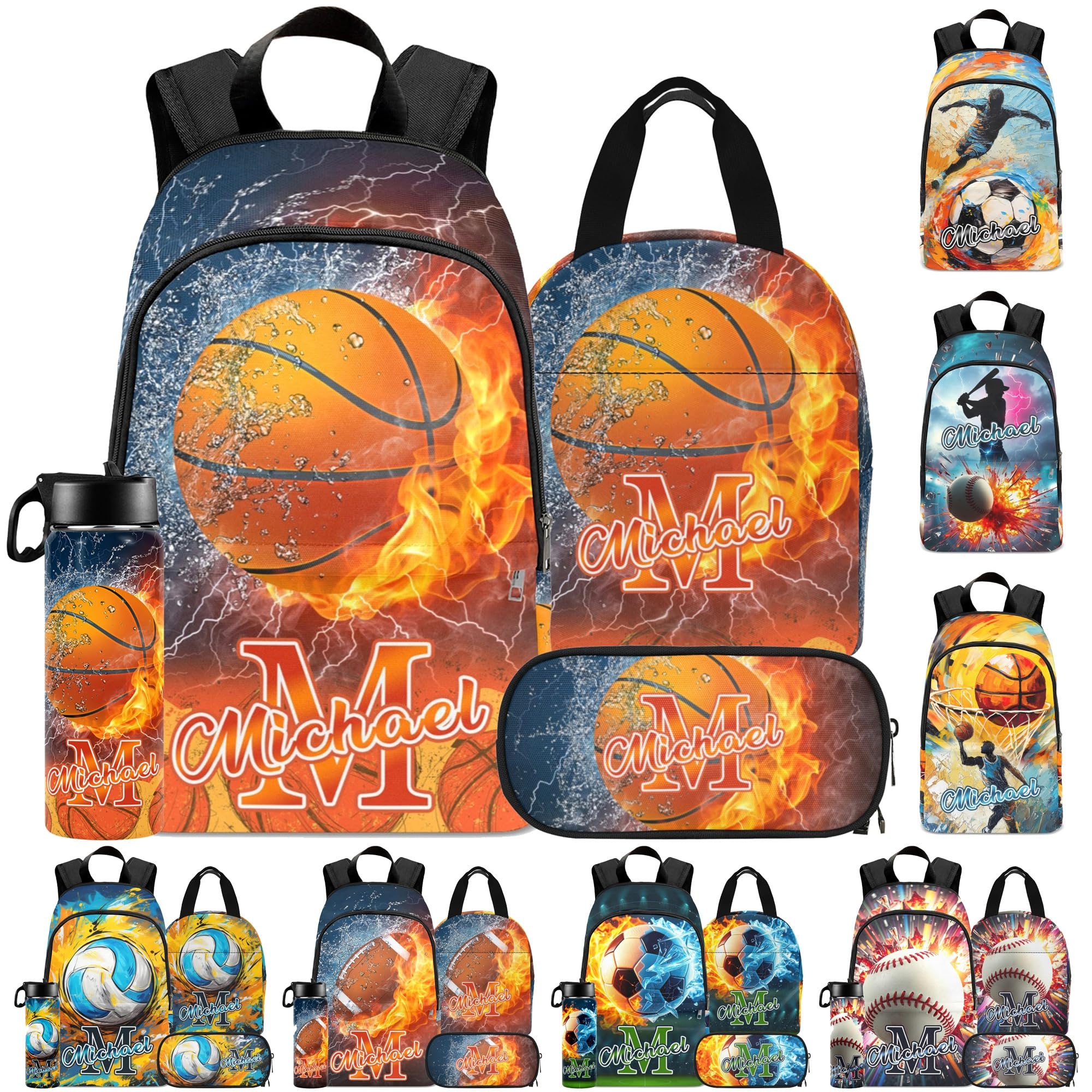 Asbepint Custom Name School Backpack - Personalized Bookbag Casual Customized Daypack for Primary Middle School Back to School Gift Son Boy Girl