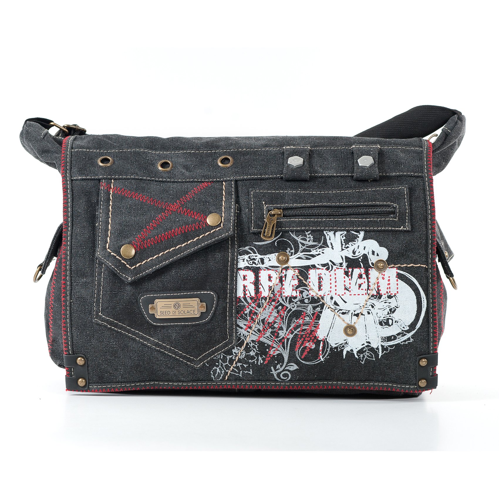 SOS Messenger Bag for Men and Women Satchel Canvas Shoulder Side Bag for Business School, Work, College Students, Moms, Traveling, Camping, Laptop