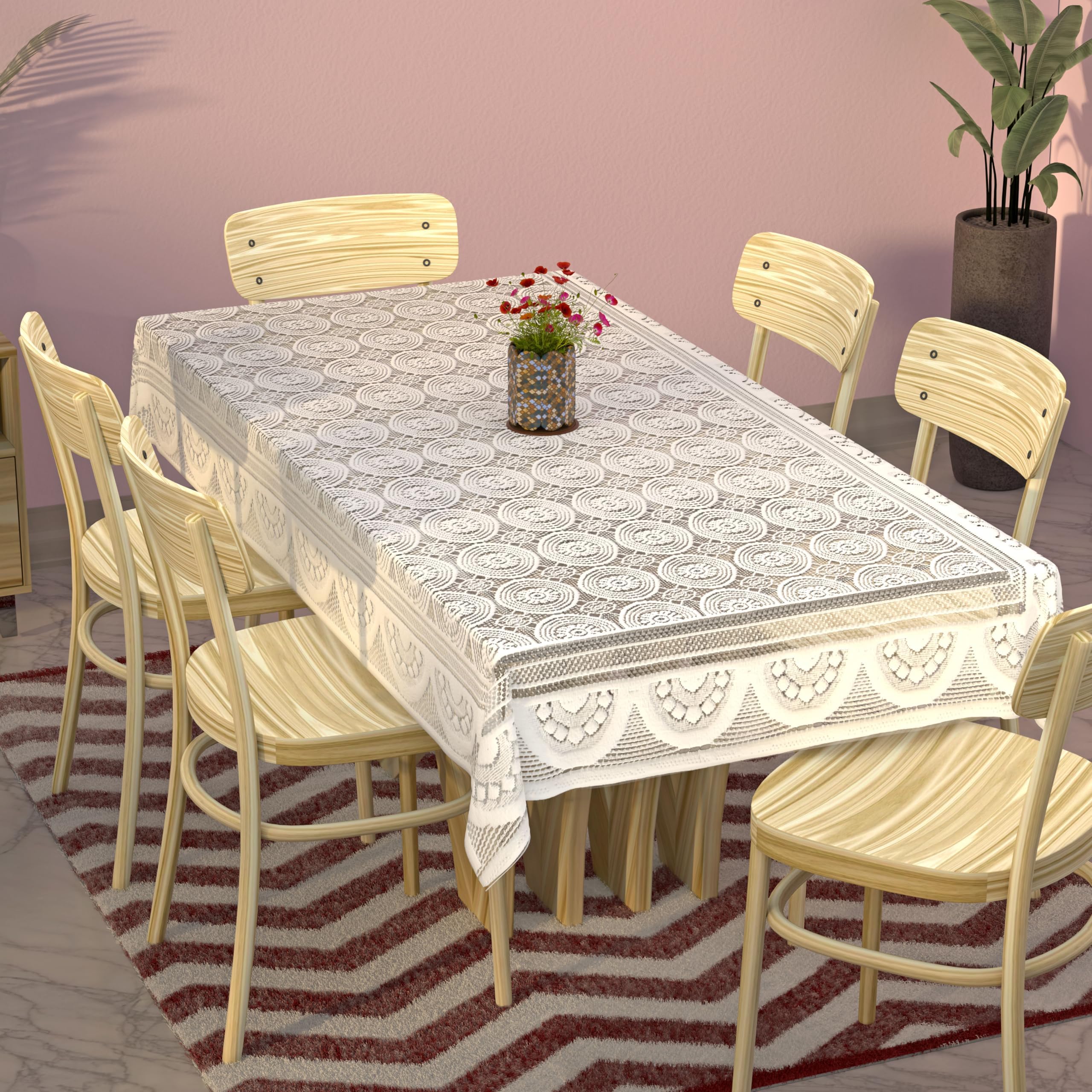 Buy Amazon Brand - Solimo Cotton Blend Table Cover For 6 Seater ...