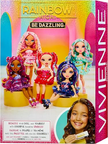 Rainbow High Be Dazzling - Vivienne Rouge - Fashion Doll rossa da 28 cm con decori, gemme scintillanti e accessori per lo styling - 13