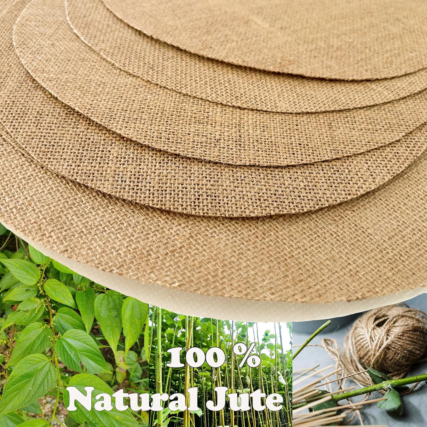 12 Pieces Burlap Placemats, 11.8" Round Fall Reusable Table Mats for Wedding, Brown Circle Rustic Table Decorations for Dinner Holiday Farmhouse Supplies