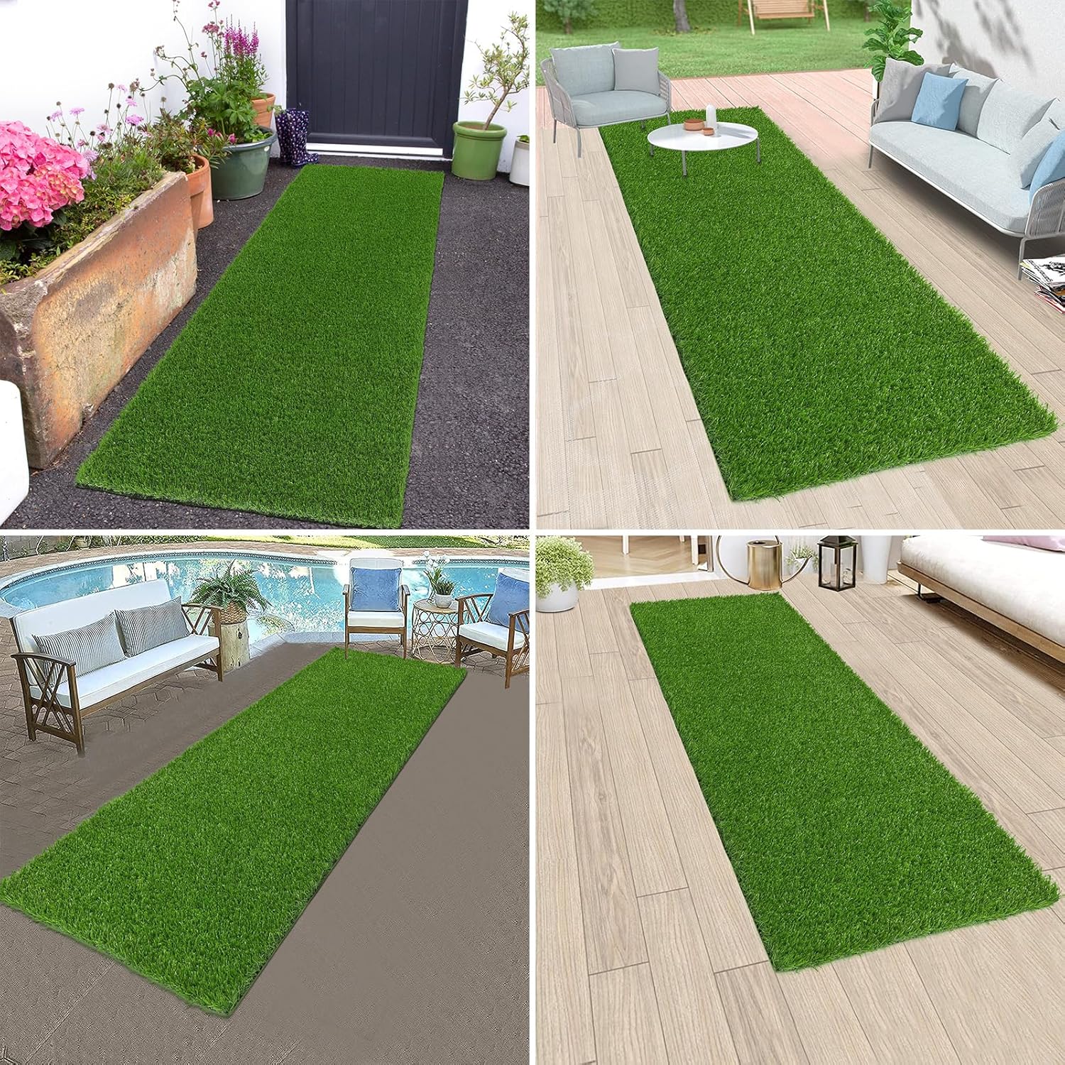 Bsmathom Artificial Grass Rug - Indoor/Outdoor, Fake Grass Turf for Patio, Balcony & Garden - 2x6Ft