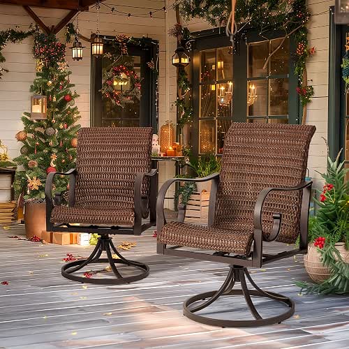 EROMMY Patio Swivel Chairs Set of 2, Heavy Duty Outdoor