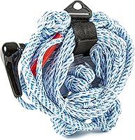 Vista 4 de WOW Sports Cuerda de remolque para wakeboard, esquí acuático y wakesurf, cuerda de 4 secciones, 25 pies