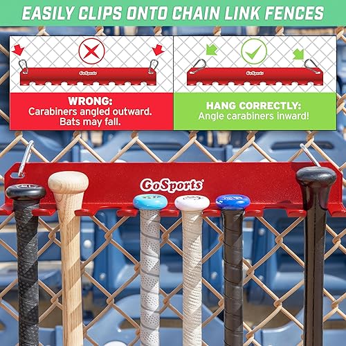 Miniatura 3 de GoSports Carrito para bates de béisbol y sóftbol  Se engancha a la valla o se monta en la pared  Capacidad para bates de 8 jugadores