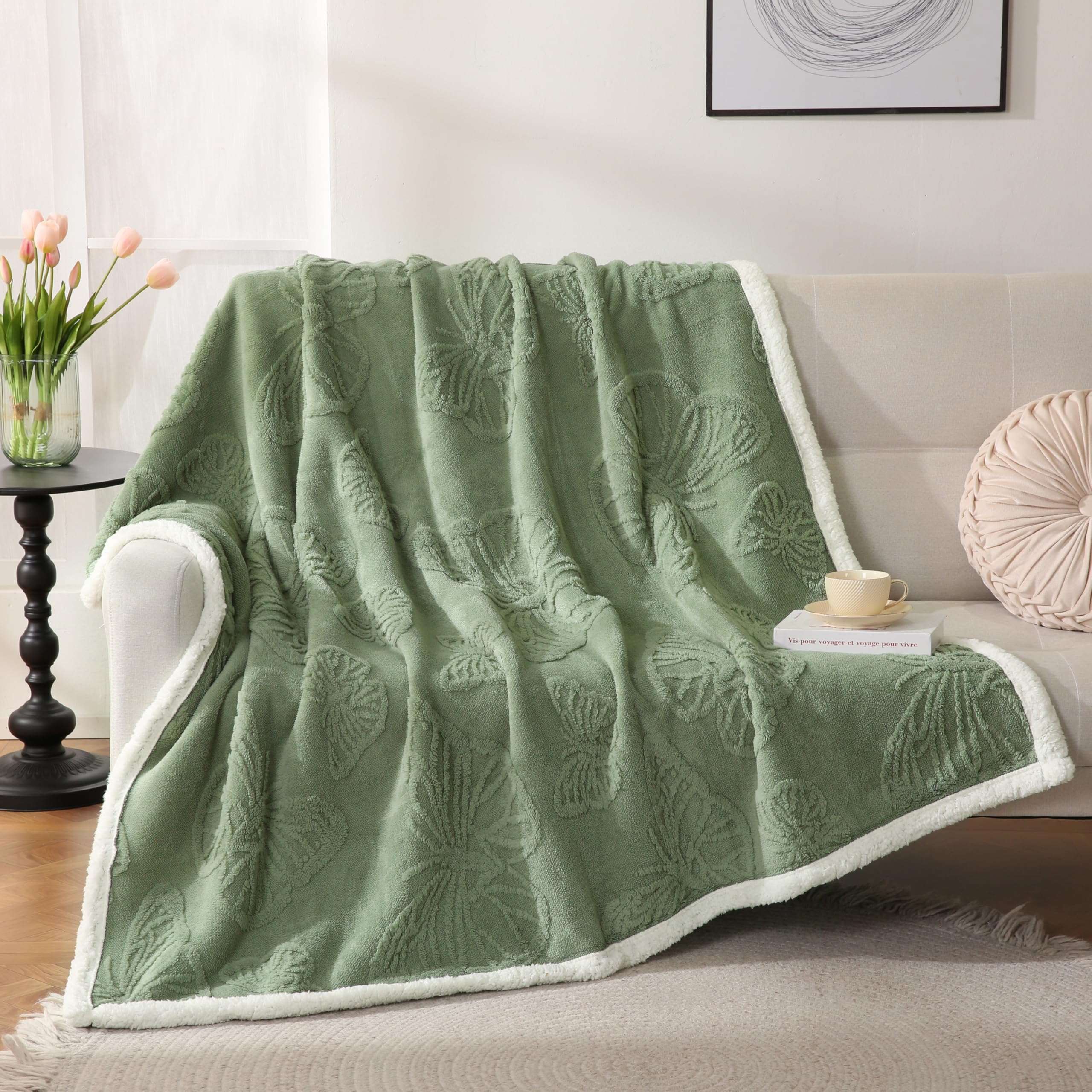 Gracelife200*230cm Butterfly Flower - Sage Green — image 1