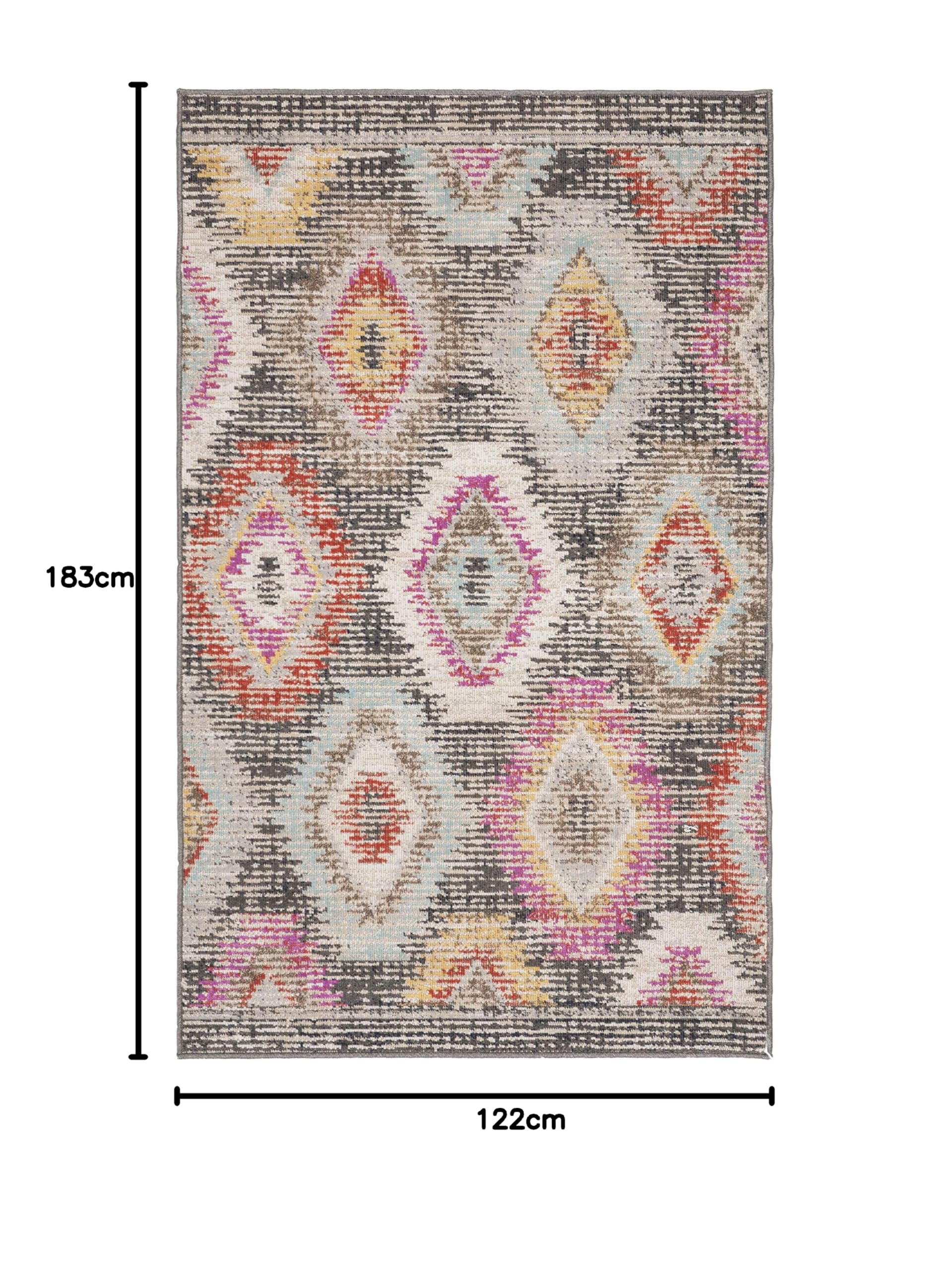 SAFAVIEH Tapis Boho Pour Salon, Salle à manger, Chambre à coucher - Montage Collection, Tapis à poil court, Gris et Multi, 122 X 183 cm