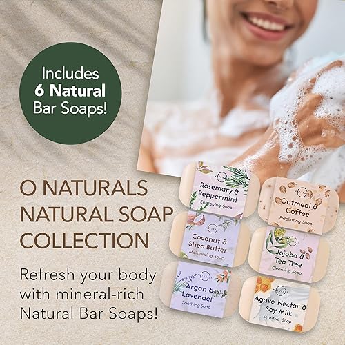Miniatura 2 de O Naturals Jabón en barra 100% natural, surtido de 6 piezas, ingredientes orgánicos y aceites esenciales, regalos de spa para mujeres y hombres,
