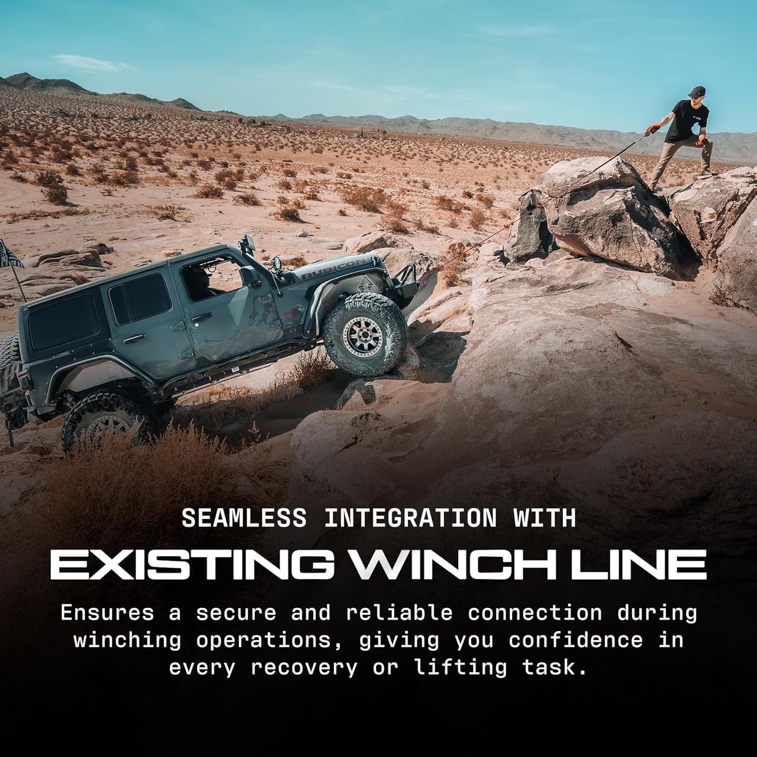 Synthetic Winch Extension Rope Heavy Duty Tow Rope, 3/8" x 50' Winch Cable, 10300KG Load – Ultimate Kit, for Car, Truck