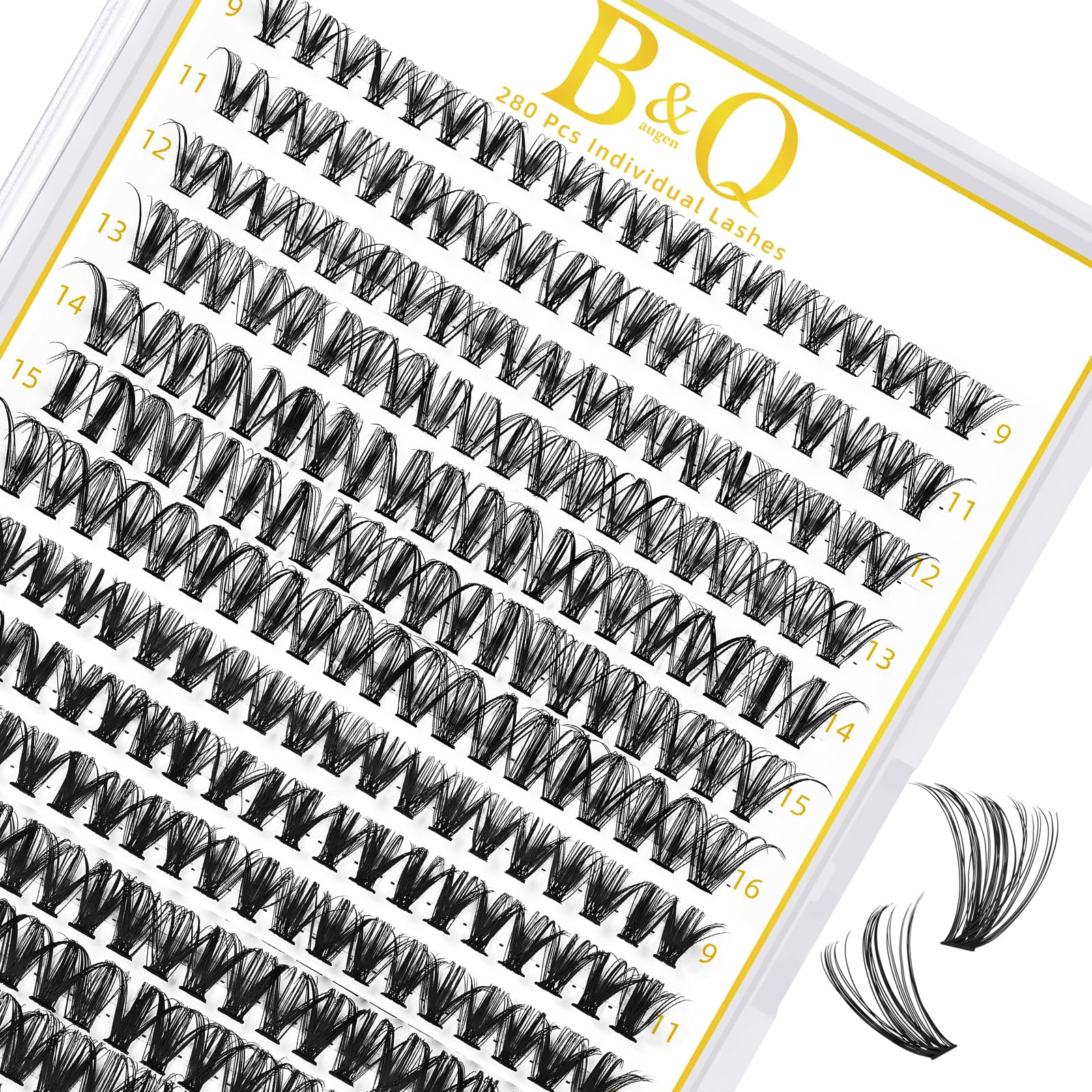 B&Q Lash Clusters 30D 40D-D-9-16MIX Individual Lashes 280 Clusters Manga Lashes False Eyelash DIY Eyelash Extensions at Home (30D 40D,D-9-16MIX)