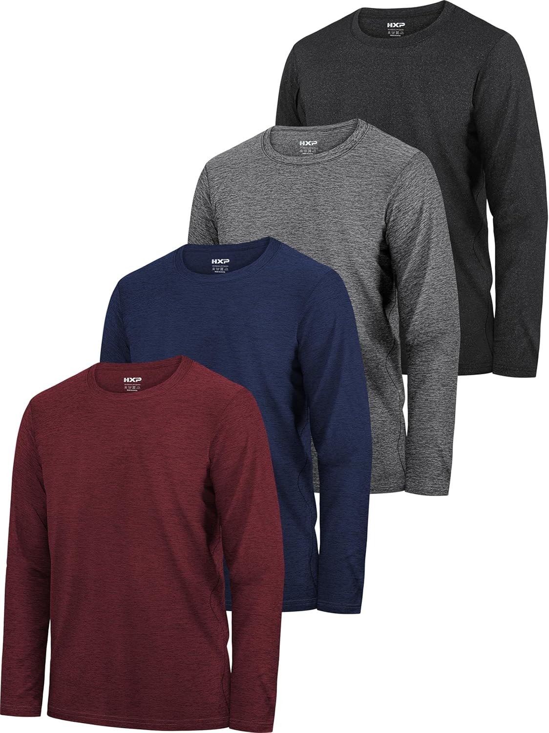 HXP 4 Pack Boys Long Sleeve Shirts Dry Fit Athletic T Shirts Boys' Activewear Quick-Dry Clothes Tees for Youth Teens