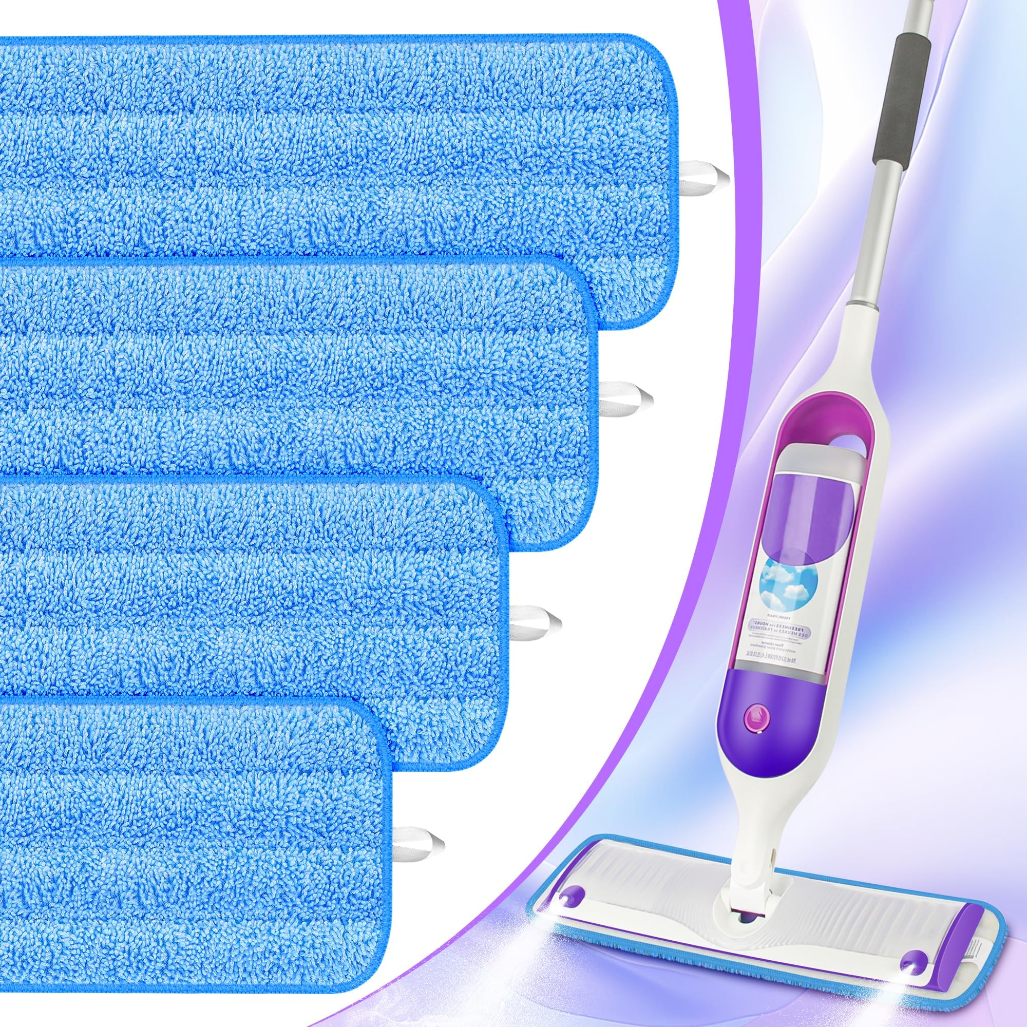 4 Pack Reusable Mop Pads Compatible with Swiffer PowerMop, Power Mop Refills Power Mop Refill Pads Wet Pads Refill Mop Pads Refills Machine Washable Thicken Microfiber Mop Pads for Hardwood Floor