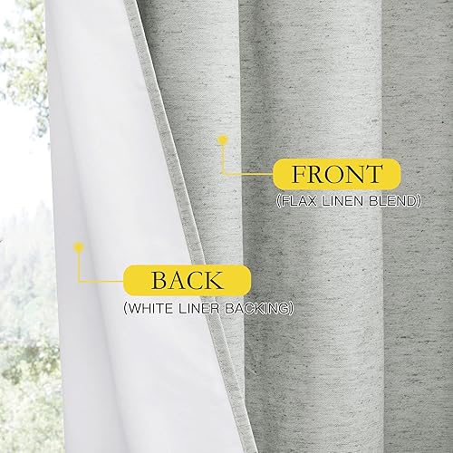 Miniatura 6 de NICETOWN Cortinas de lino completamente sombreadas para sala de estar, 2 piezas, 52 pulgadas de ancho x 72 pulgadas de largo, protección de