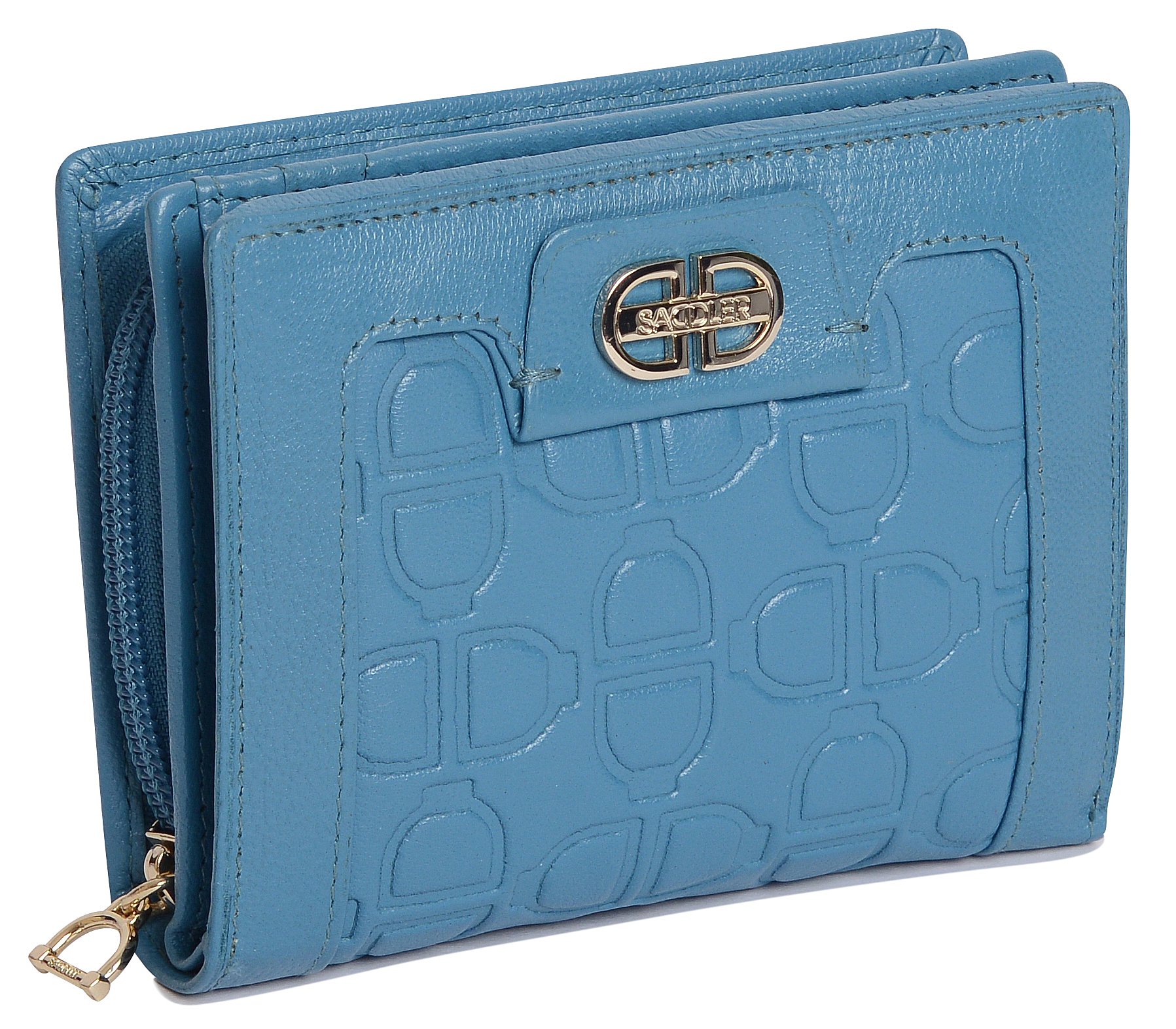 SADDLER Womens Real Leather Multi Credit Card Purse Wallet with Zipper Coin Purse| Designer Ladies Flap Purse - Perfect for Debit Travel Business ID Cards Notes and Coins | Gift Boxed - Blue