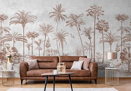 Murwall Tropical Trees Wall Mural Monochrome Tree Wallpaper Palm Tree Forest Wall Mural (STYLE1)