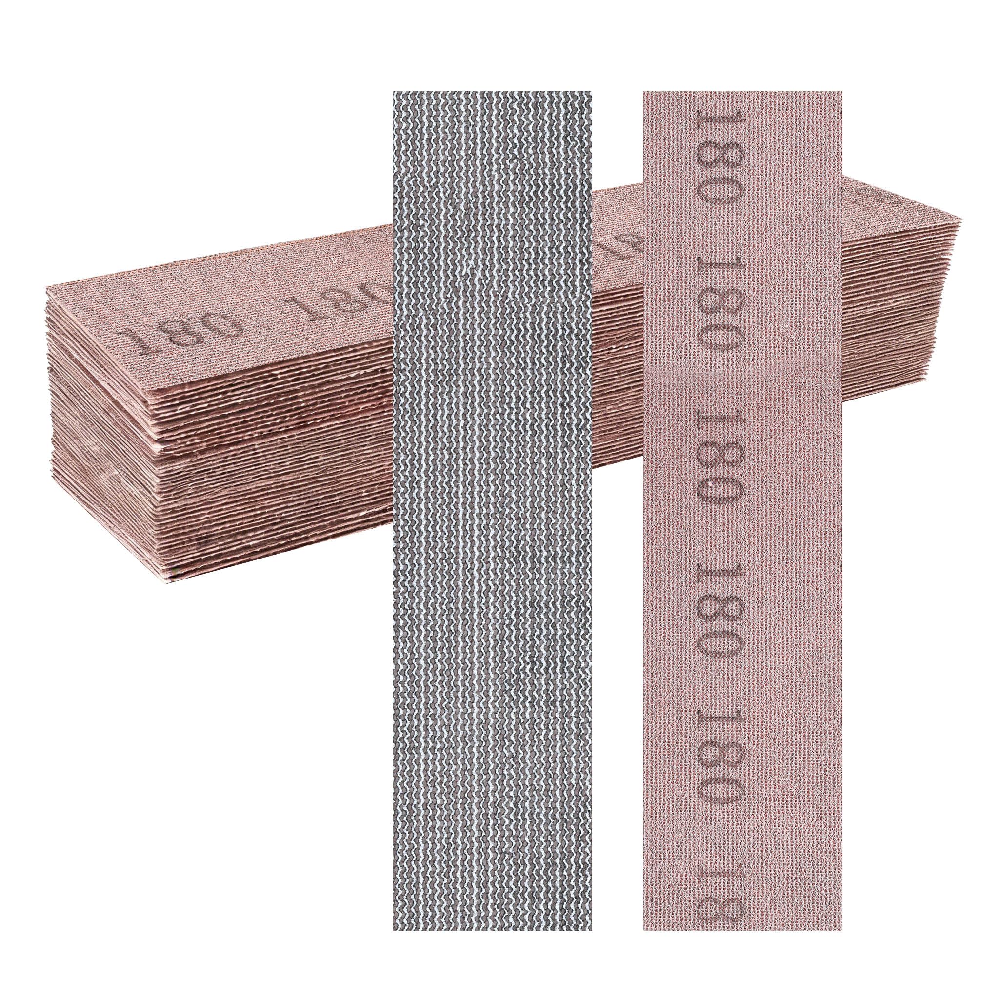 Sruhrak 25PCS Sanding Sheets 70 x 400 mm Hook and Loop Net Sandpaper, 180 Grits, For Wood Metal Plaster & Furniture Sanding, Fits Hand Sanders