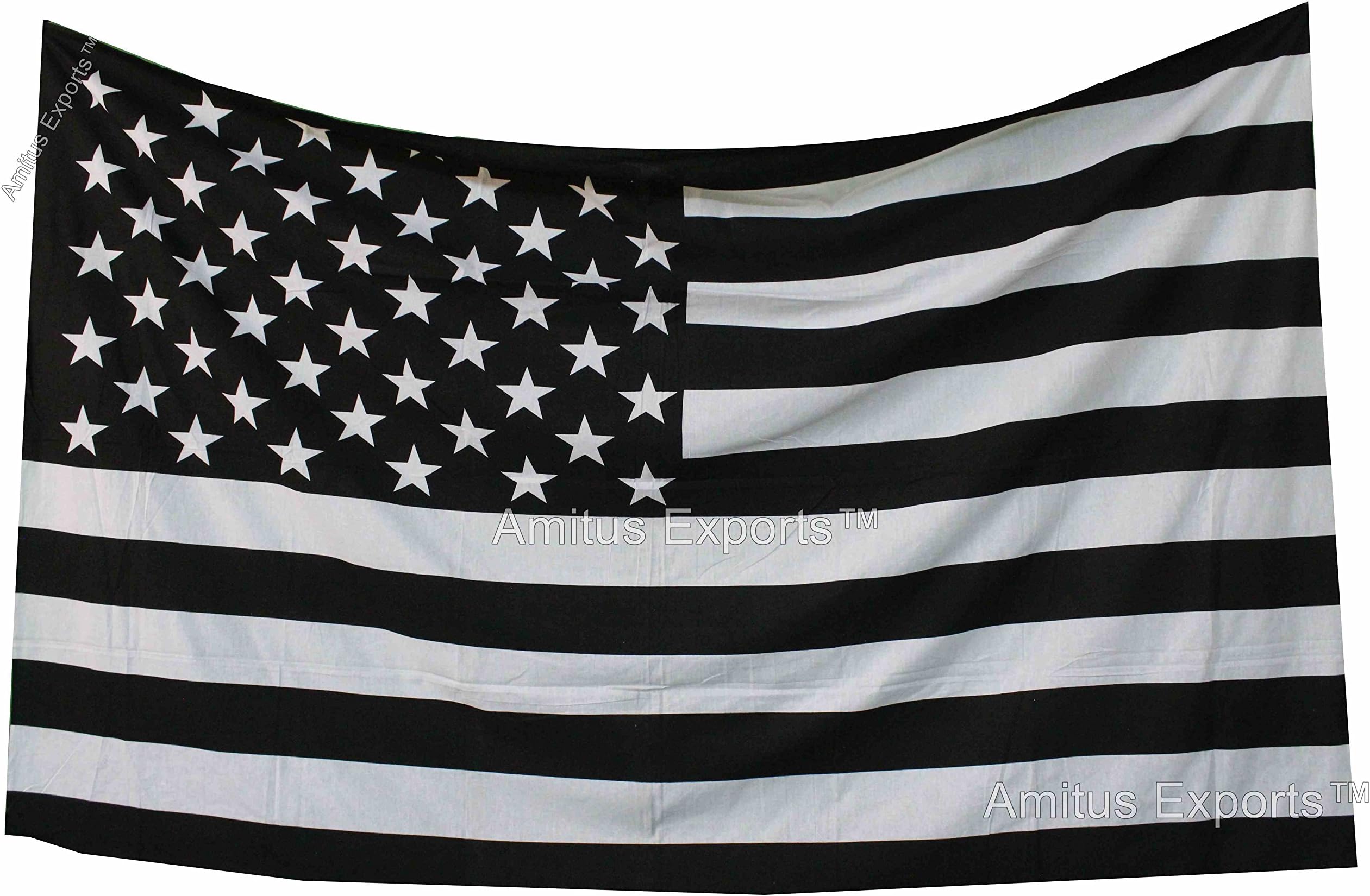 Amitus Exports(TM Premium Quality 1 X America Flag 82"x53"(Approx.) Inches Black & White Color Cotton Fabric Tapestry Hippy Indian Mandala Throws (Handmade in India)