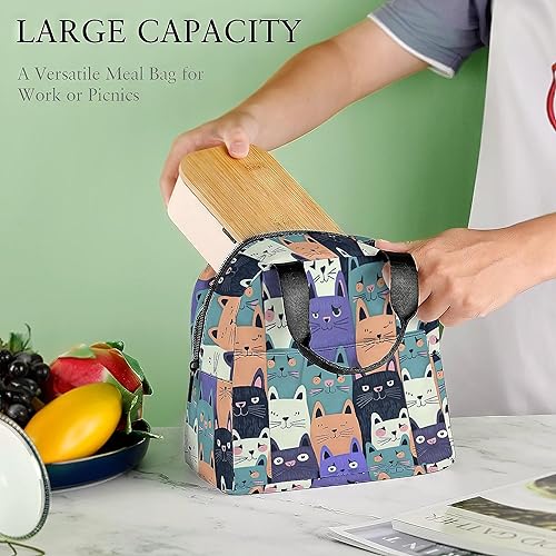 Miniatura 5 de LUCYSMARSHOP - Lonchera para gatos pequeños para adolescentes, niñas, jóvenes y niñas para la escuela, simple y bonita, bolsa refrigeradora,