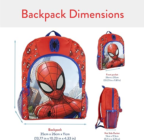 Miniatura 6 de Marvel Mochila Spiderman para niños y niñas Mochila escolar Spiderman para niños Mochilas para niños Producto oficial de Spiderman, Rojo -,